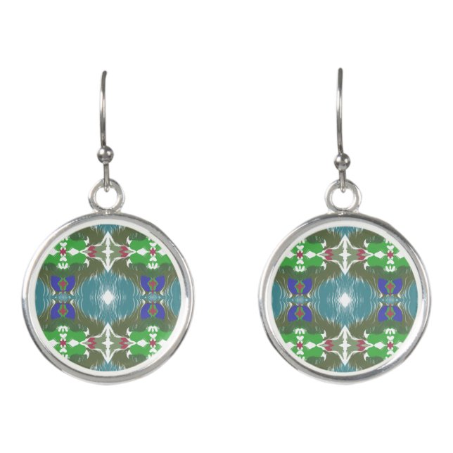 Emerald Tide Kaleidoscope Earrings (Front)