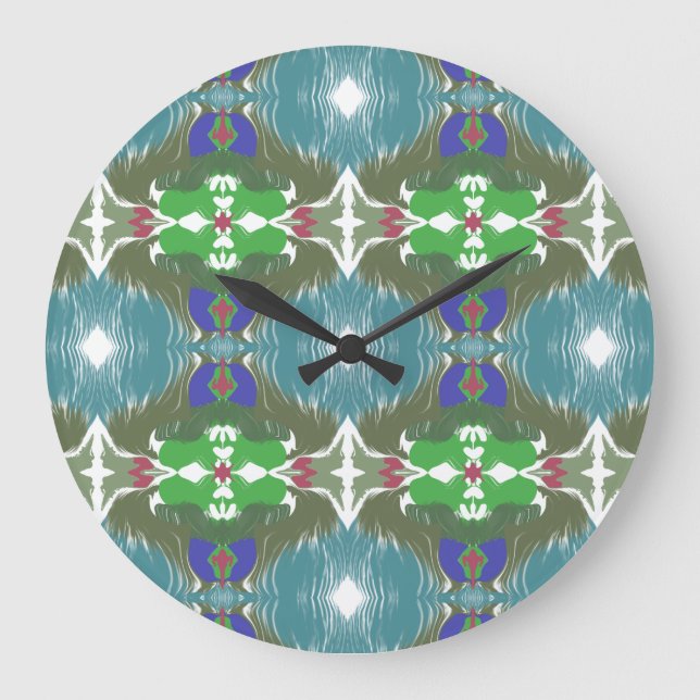 Emerald Tide Kaleidoscope Large Clock (Front)