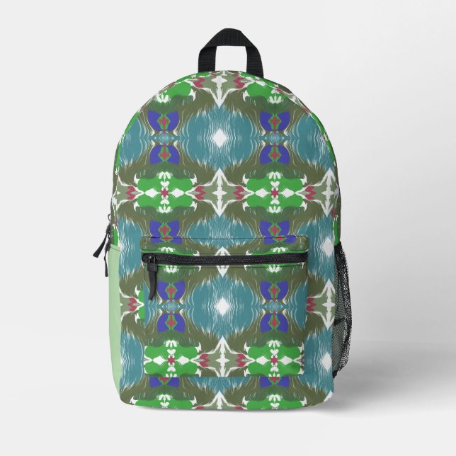 Emerald Tide Kaleidoscope Printed Backpack (Front)