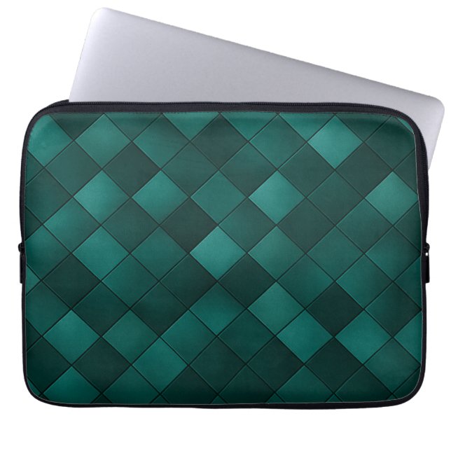 Emerald Tile Pattern – Modern Luxury Laptop Sleeve (Front)