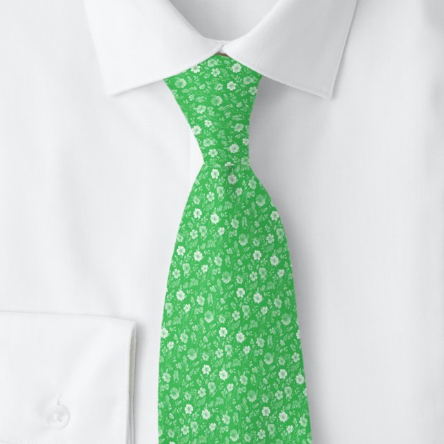 Emerald Tiny Flowers Neck Tie (Creator Uploaded)