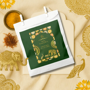 emerald traditional hindu motifs wedding thanks favor bag