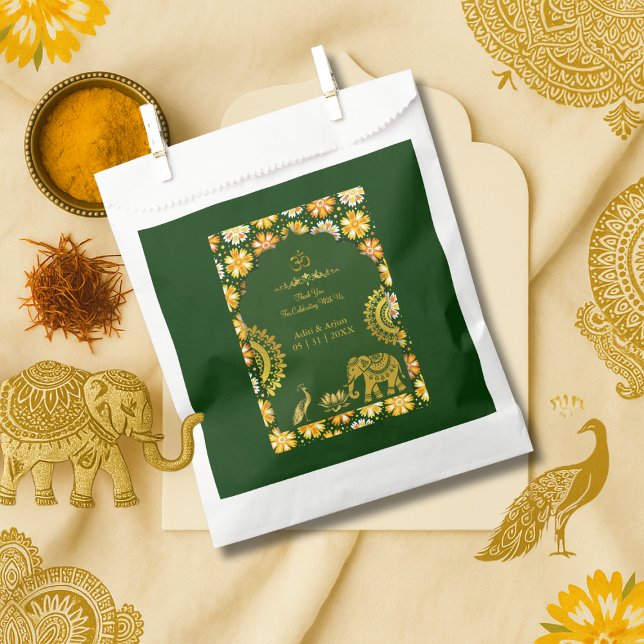 emerald traditional hindu motifs wedding thanks favor bag (Creator Uploaded)