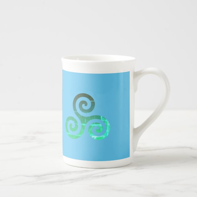 Emerald Triskele Ancient Celtic Symbol Bone China Mug (Right)