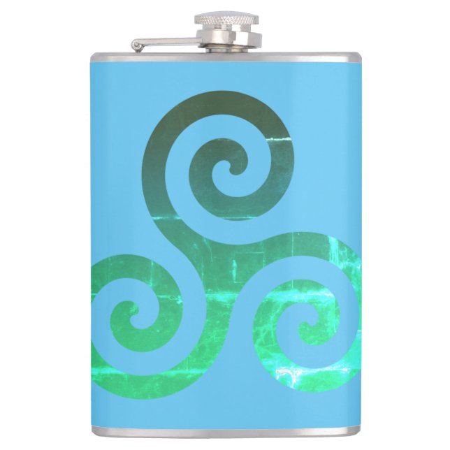Emerald Triskele Ancient Celtic Symbol Flask (Front)