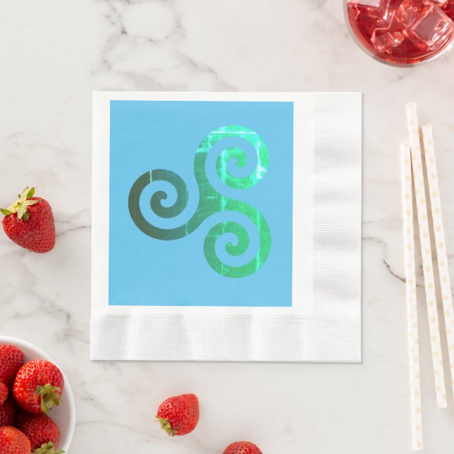 Emerald Triskele Ancient Celtic Symbol Napkins (Insitu)