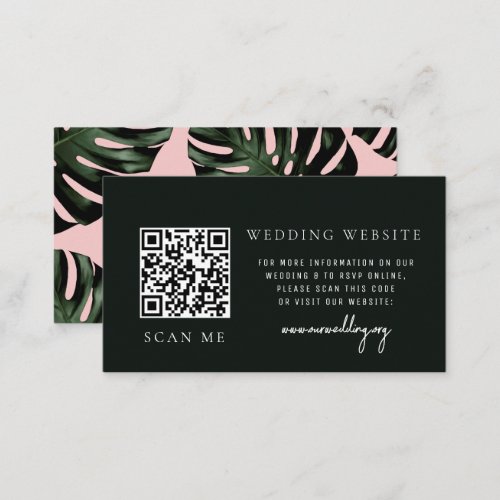Emerald Tropical QR code RSVP Wedding Website Enclosure Card