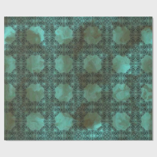 Emerald Turquoise Celtic Knot Gift Wrap (Flat)