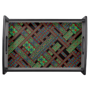 Emerald Twilight Stained Glass Serving Tray