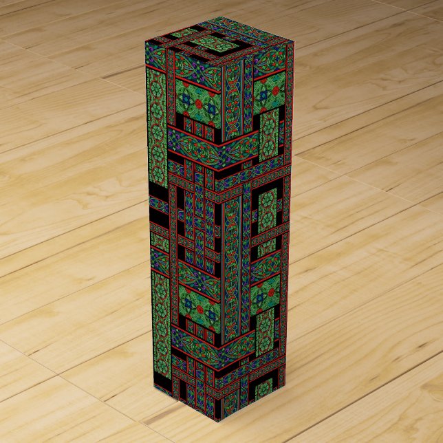 Emerald Twilight Stained Glass Wine Gift Box (Front)