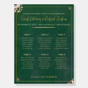 Emerald Velvet Luxury Jewel-Tone Seating Chart Foam Board