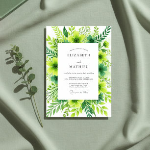 Emerald Verdant Bloom Wedding Invitation