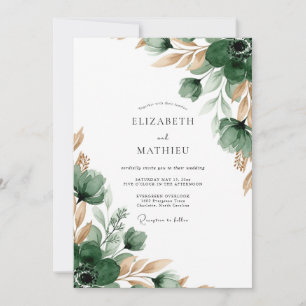 Emerald Verdant Flourish Wedding Invitation