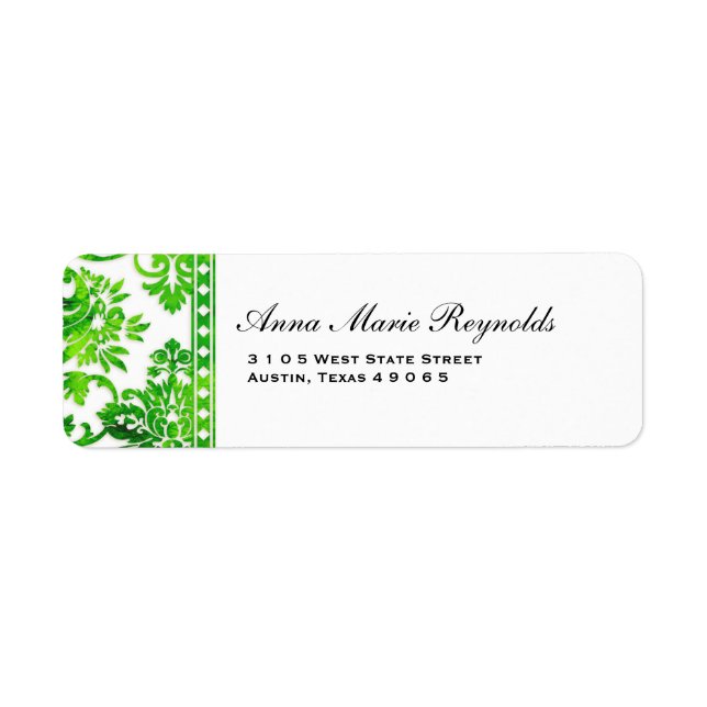 Emerald Vintage Damask Lace Fancy Label (Front)