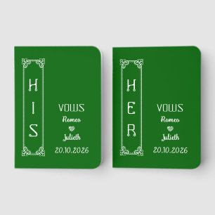 Emerald Vintage-Inspired Wedding Vow Notebook