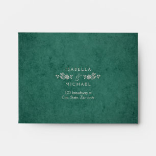 Emerald vintage lace rustic wedding RSVP Envelope