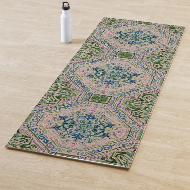 Emerald Vintage Rug Print Yoga Mat (In Situ)