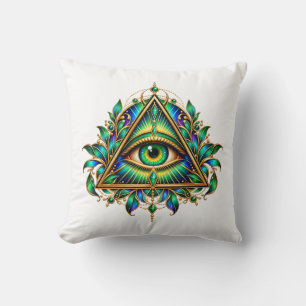 Emerald Watcher Eye Throw Pillow