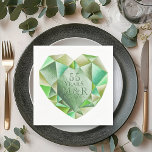  Emerald Watercolor Heart 55th Wedding Anniversary Napkins