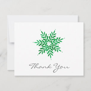 Emerald Watercolor Snowflake Thank You Card