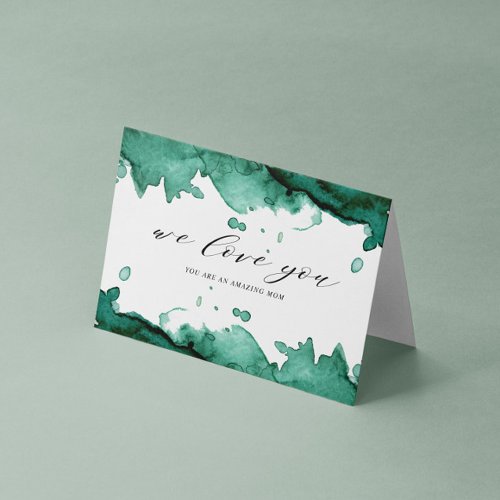 Emerald Watercolor Wash Mothers Day Card