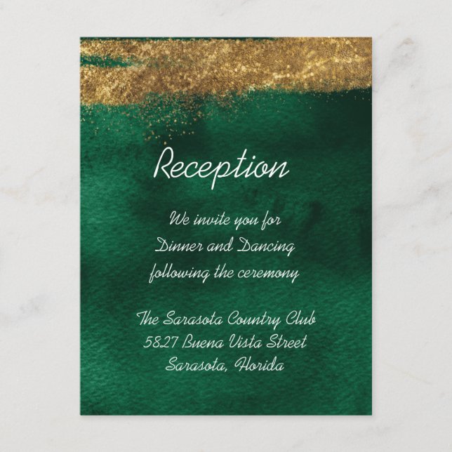 Emerald Watercolor with Gold Enclosure Card (Front)