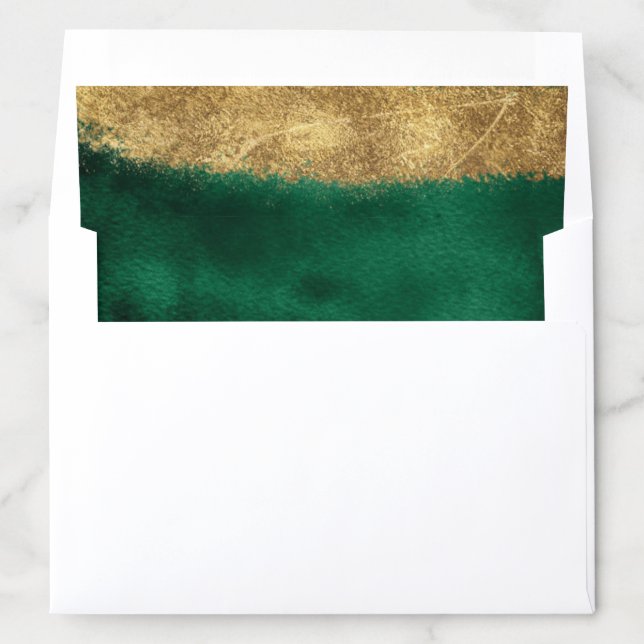 Emerald Watercolor with Gold Envelope Liner (In Envelope)