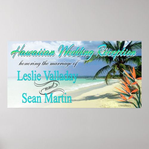 Emerald Waters Hawaiian Luau Wedding Reception Poster