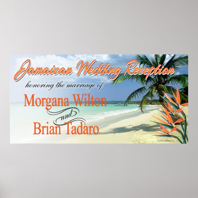 Emerald Waters Jamaican Beach Wedding Reception Poster (Front)