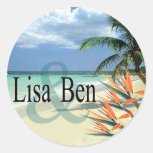 Emerald Waters Tropical Beach Classic Round Sticker