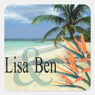Emerald Waters Tropical Beach Square Sticker