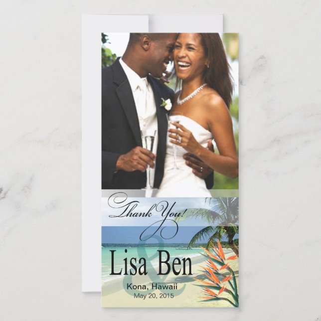 Emerald Waters Tropical Beach Thank You Photo Card (Front)