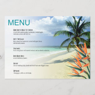 Emerald Waters Tropical Beach Wedding Menu aqua