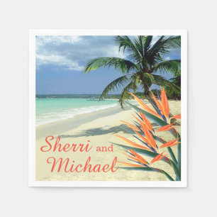 EMERALD WATERS Tropical Beach Wedding Paper Napkins