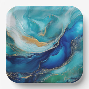 Emerald Waves: A Symphony in Blue and Green Paper Plates