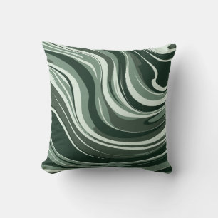 Emerald Waves Abstract Design Throw Pillow