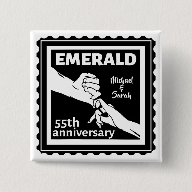 Emerald wedding anniversary 55 years button (Front)