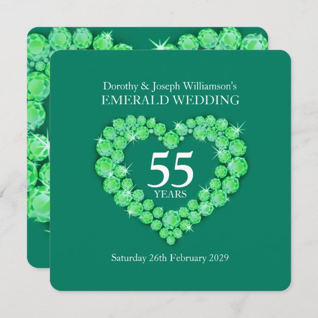 Emerald wedding anniversary 55 years party invites (Front/Back)