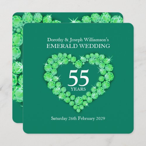Emerald wedding anniversary 55 years party invites