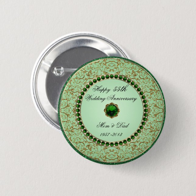 Emerald Wedding Anniversary Button (Front & Back)