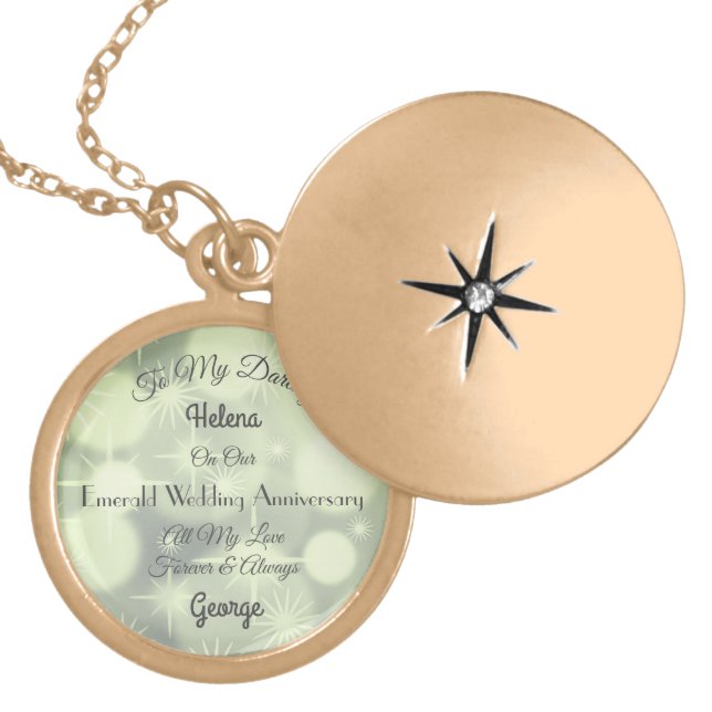 Emerald Wedding Anniversary Darling Wife Necklace (Front)