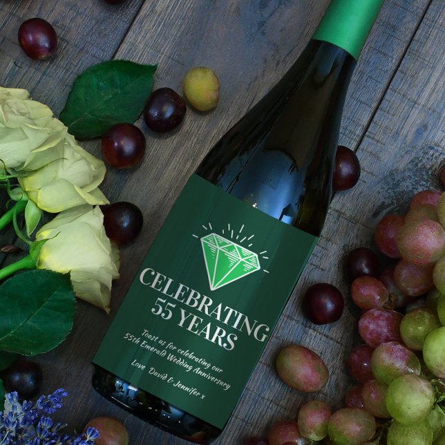 Emerald wedding anniversary green favor wine label (Creator Uploaded)