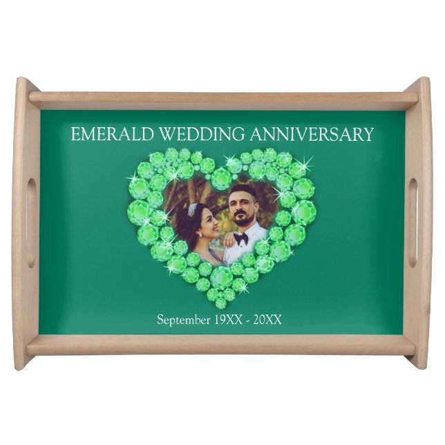 Emerald Wedding anniversary green heart tray (Front)