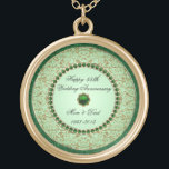 Emerald Wedding Anniversary Necklace<br><div class="desc">A Digitalbcon Images Design featuring an Emerald Green color theme with a variety of custom images, shapes, patterns and styles in this one-of-a-kind "55th Wedding Anniversary" Necklace. This elegant and colorful design makes the ideal gift for the Anniversary gift for the wife or as a gift for family and friends...</div>