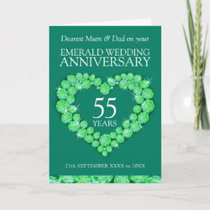 Emerald wedding anniversary parents inside photo card