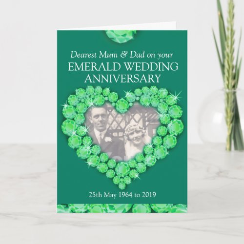 Emerald wedding anniversary parents photo card