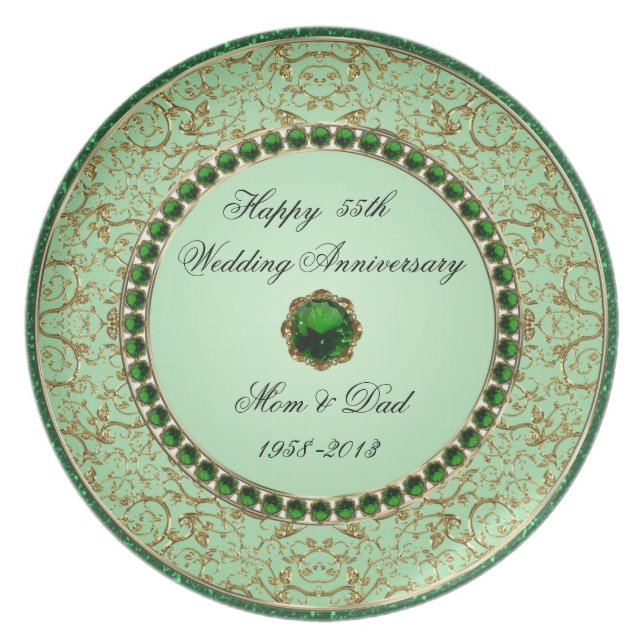 Emerald Wedding Anniversary Plate (Front)