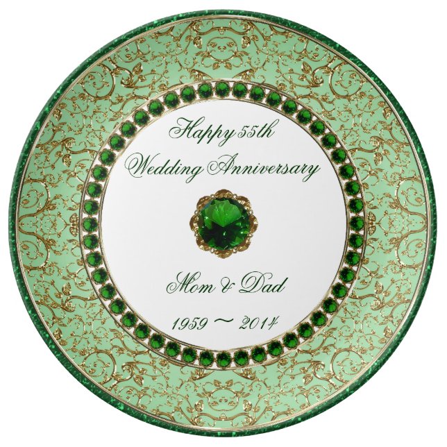 Emerald Wedding Anniversary Porcelain Plate (Front)