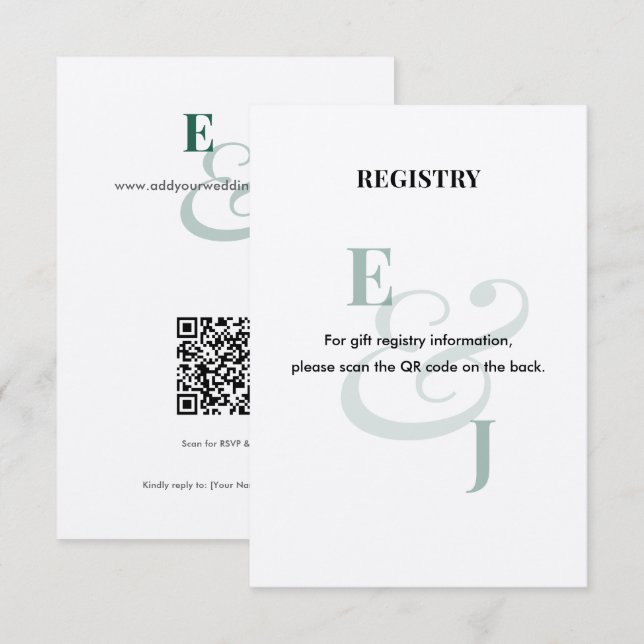 Emerald Wedding Registry | QR Code Enclosure Card (Front/Back)