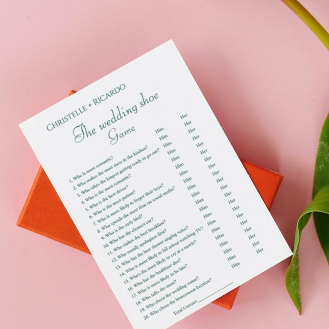 Emerald wedding shoe game, bachelorette party game announcement (Creator Uploaded)